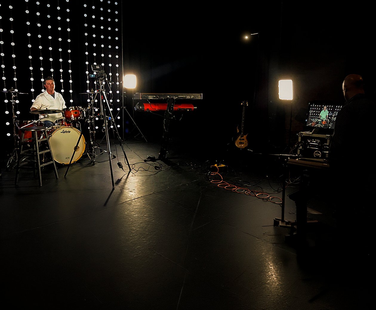 Commercial studio shoot with live camera monitoring